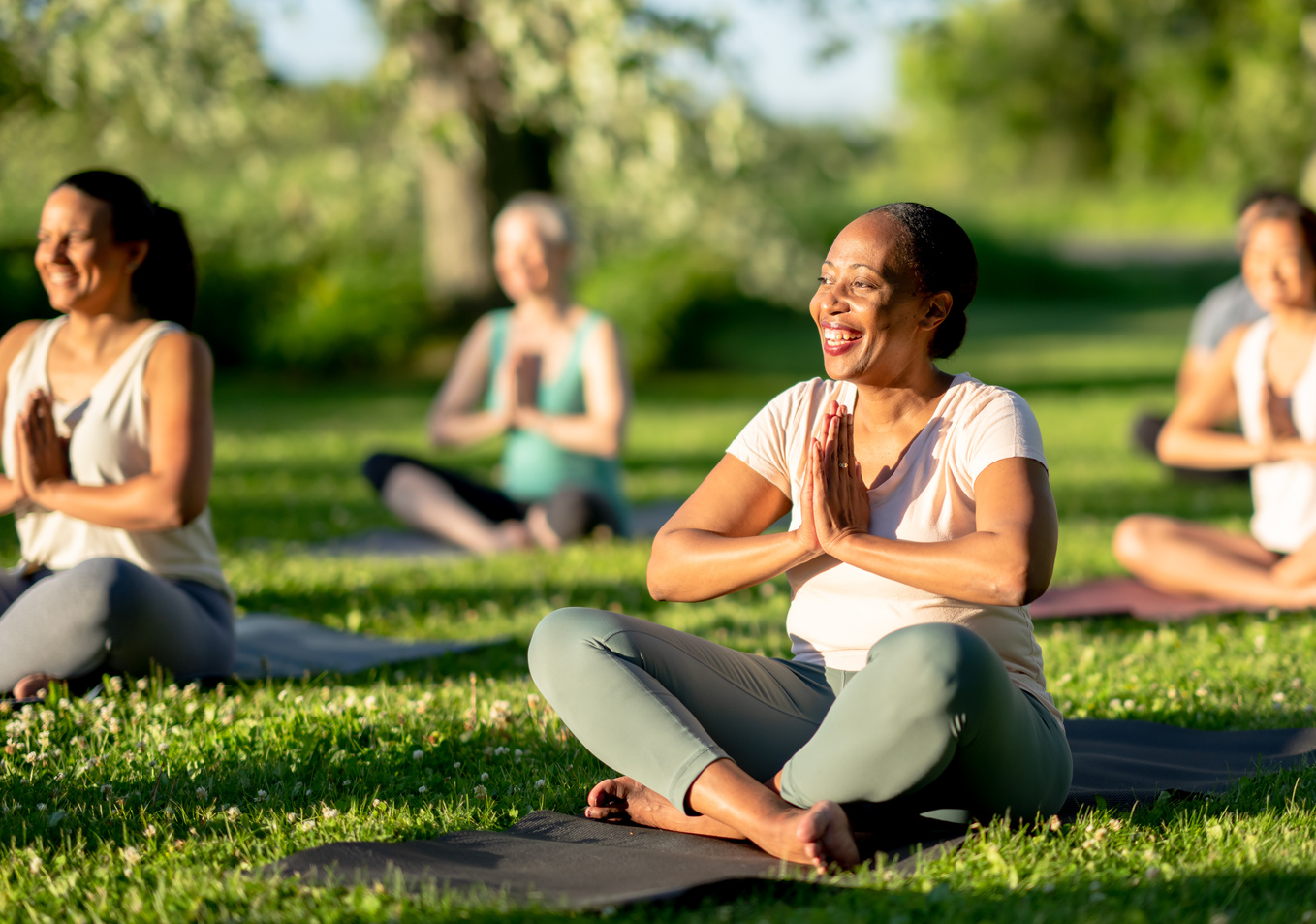 Adult outdoor yoga